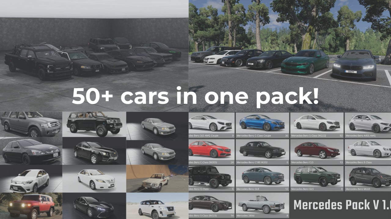 moust popular car packs in one file! 50+ cars